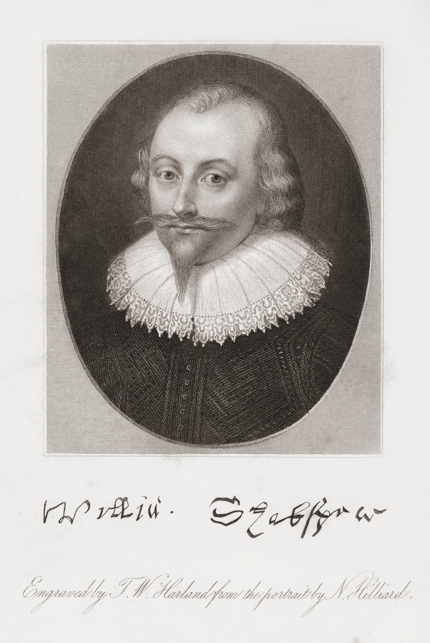 William Shakespeare. Portrét od Hilliarda. od Nicholas (after) Hilliard