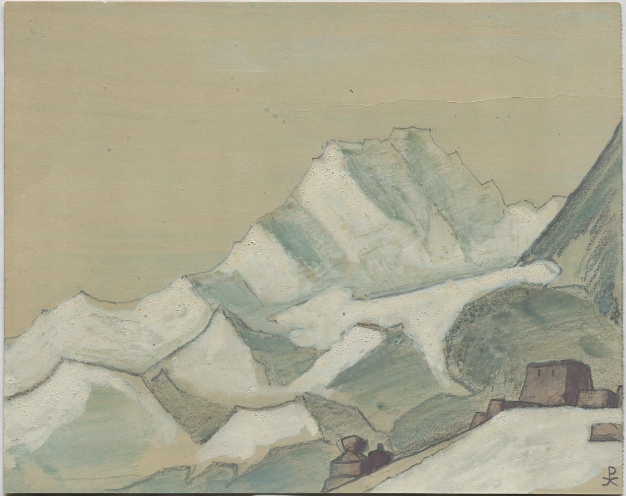 Himaláje za mraky, skica, 1933 od Nicholas Roerich