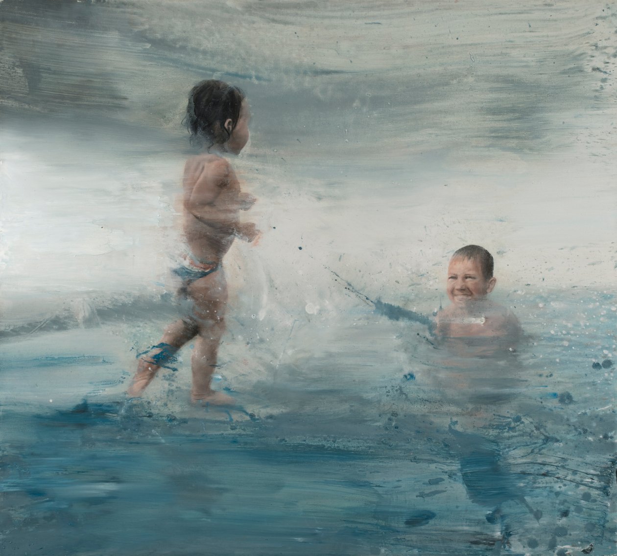 Děti na moři, 2015 (olej na plátně) od Nicola Pucci