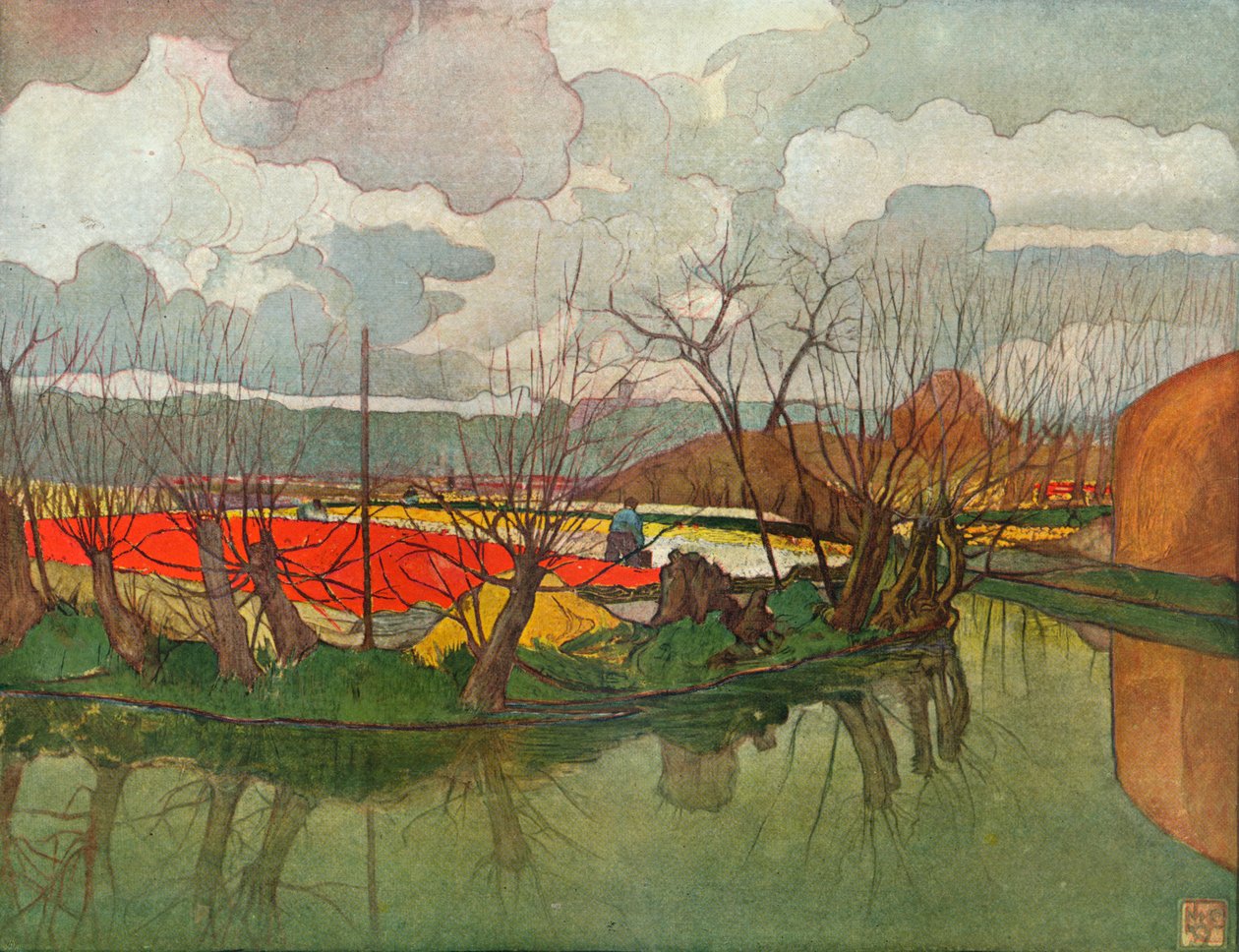 Tulipánová farma v Holandsku, c1898 od Nicolaas Wilhelm Jungmann