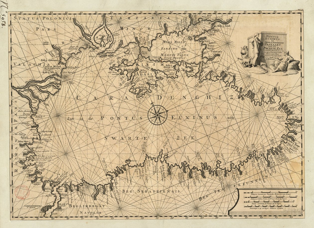 Pontus Euxinus nebo nová a přesná mapa Černého moře odeslaná z různých částí těchto studní, kterou vytvořil od Nicolaes Witsen