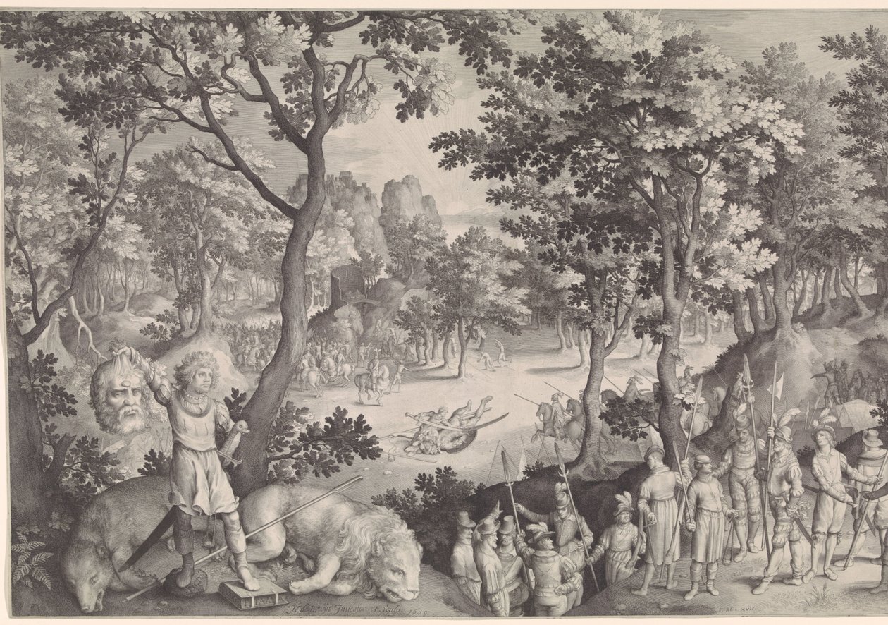 David v Goliášovi od Nicolaes de Bruyn