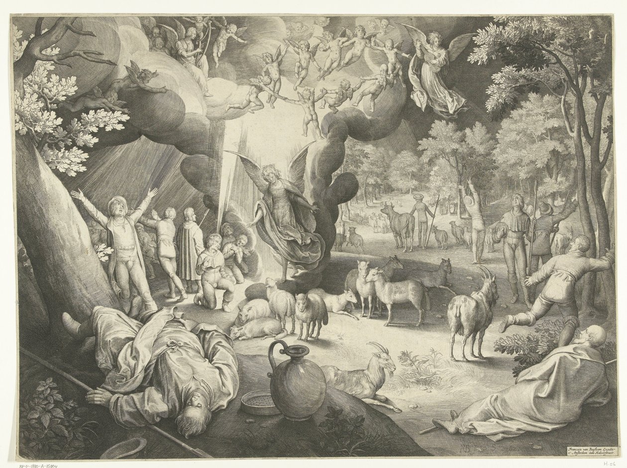 Zvěstování pastýřům od Nicolaes de Bruyn