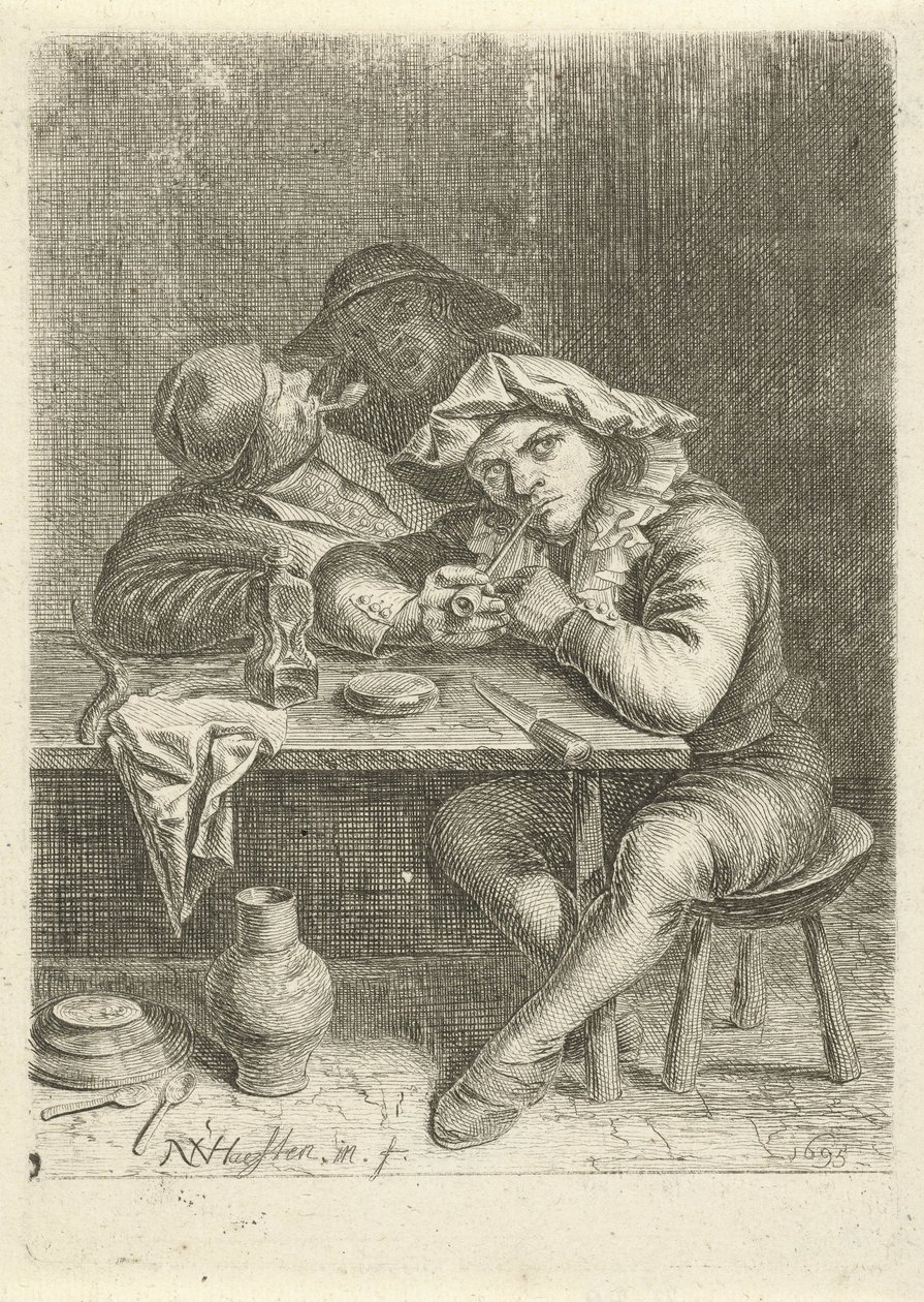 Dva kuřáci u stolu od Nicolaes van Haeften