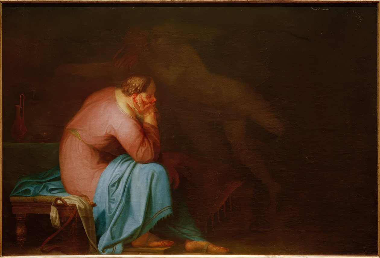 Sokrates a jeho démon od Nicolai Abraham Abildgaard