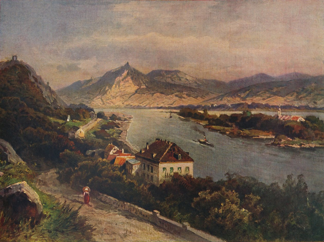 Rolandseck - ostrov Nonnenwerth a Siebeneberge, 1923. od Nicolai Astudin
