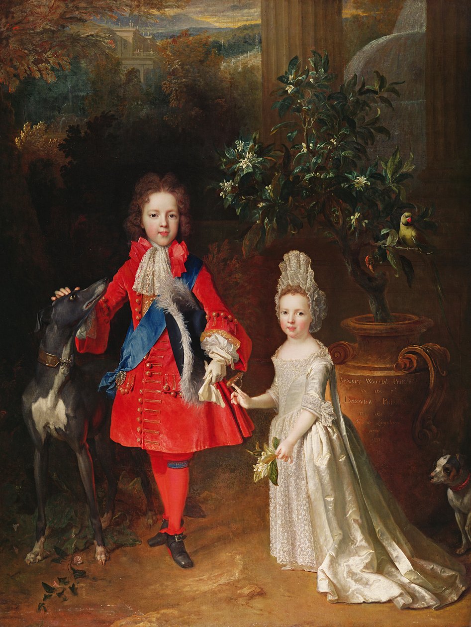 Princ James Francis Edward Stuart a princezna Marie Terezie Stuartovna, 1695 od Nicolas de Largillière