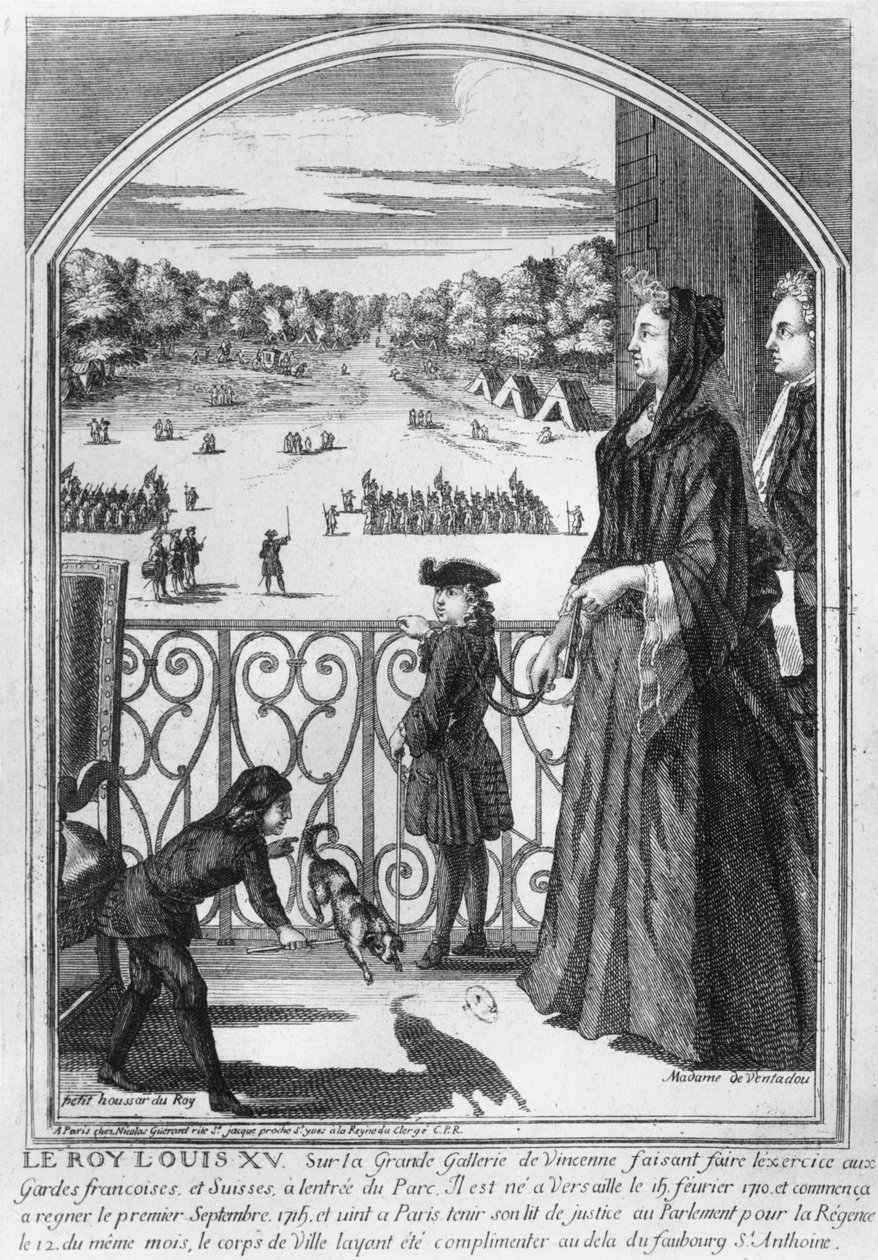 Král Ludvík XV. (1710–1774) a Madame de Ventadour ve Vincennes, kolem 1715–16 od Nicolas Guerard