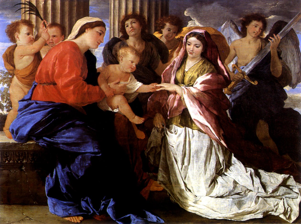 Mystická svatba svaté Kateřiny od Nicolas Poussin
