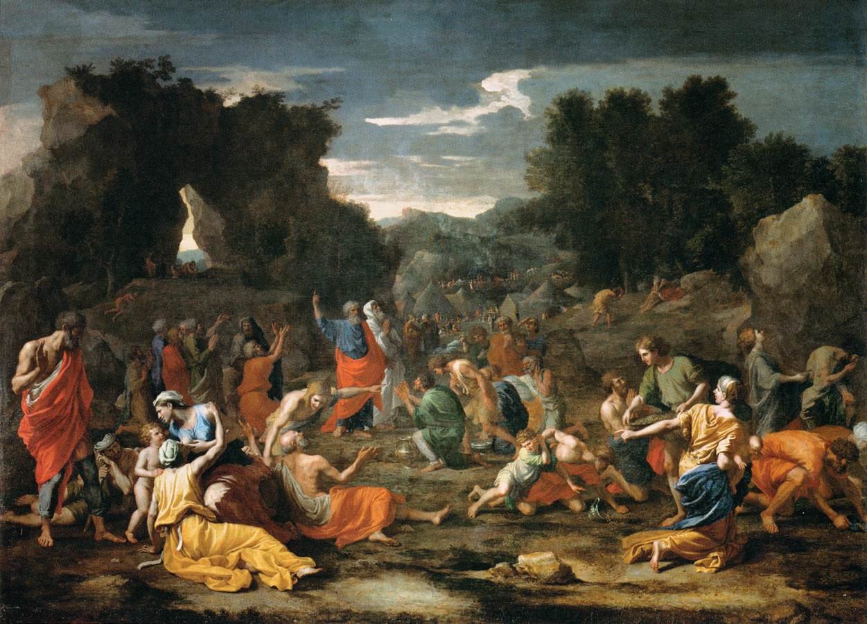 Židé shromažďují Mannu v poušti od Nicolas Poussin