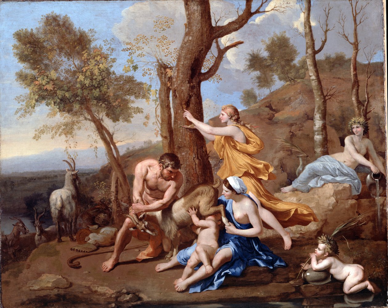Vychovávání Jupitera od Nicolas Poussin