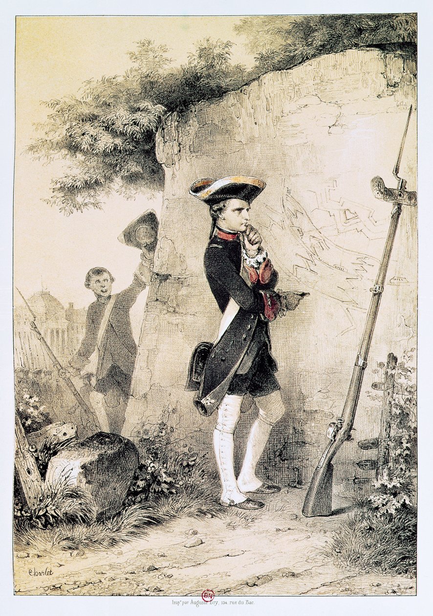 Napoleon I. (1769-1821) na vojenské škole v roce 1783, ilustrace z 