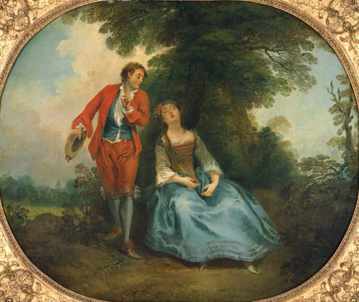 Spící pastýřka, asi 1730 od Nicolas Lancret