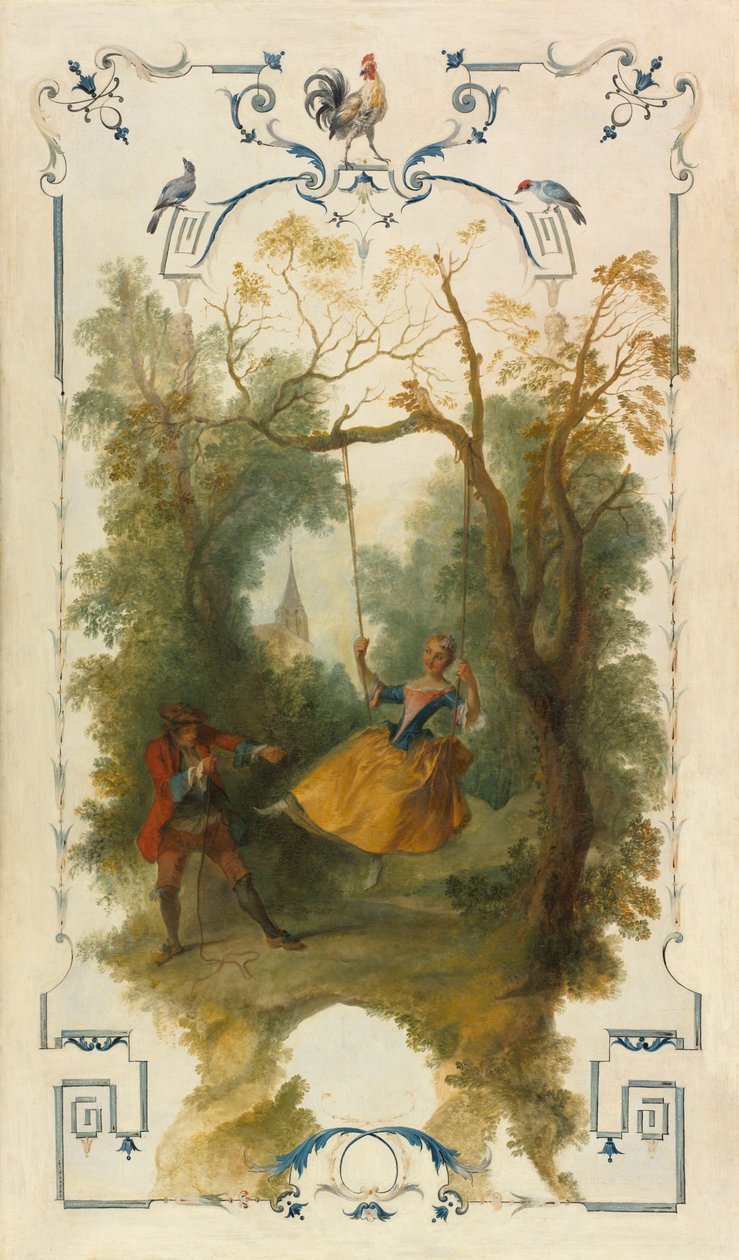 Houpačka, asi 1723-27 (olej na plátně) od Nicolas Lancret