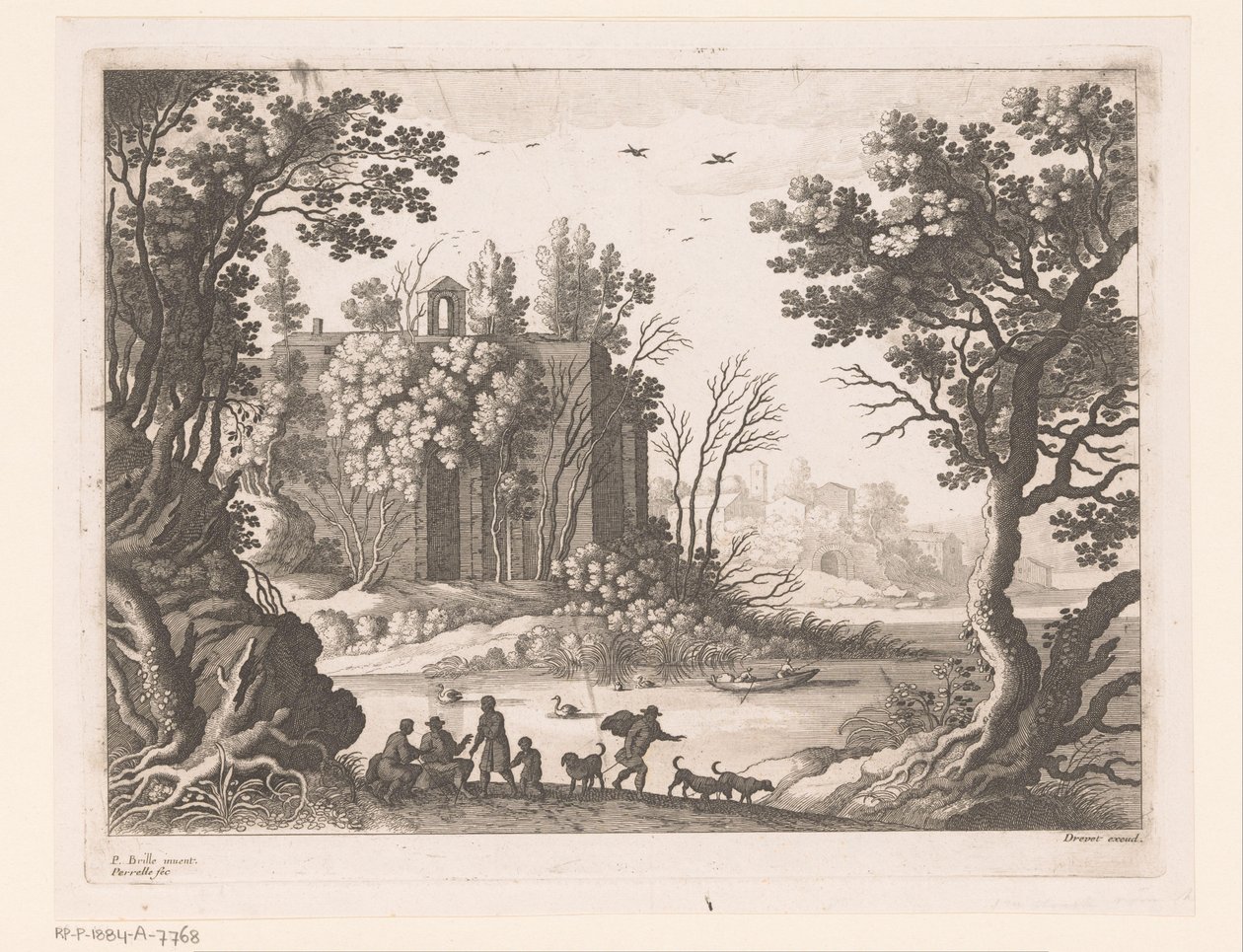 Gebouw aan een rivier   1373422   cs       czech Successfully Translated  Original: Bronzen tijdperk Aetas aenea (title on object) Vier tijdperken van de wereld (series title) Translat: Bronzen tijdperk Aetas aenea (title on object) Vier tijdperken van de  od Nicolas Perelle