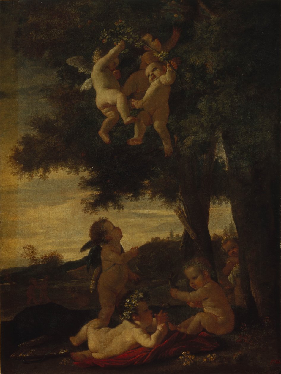 Amorové a géniové, 1630-1633 od Nicolas Poussin