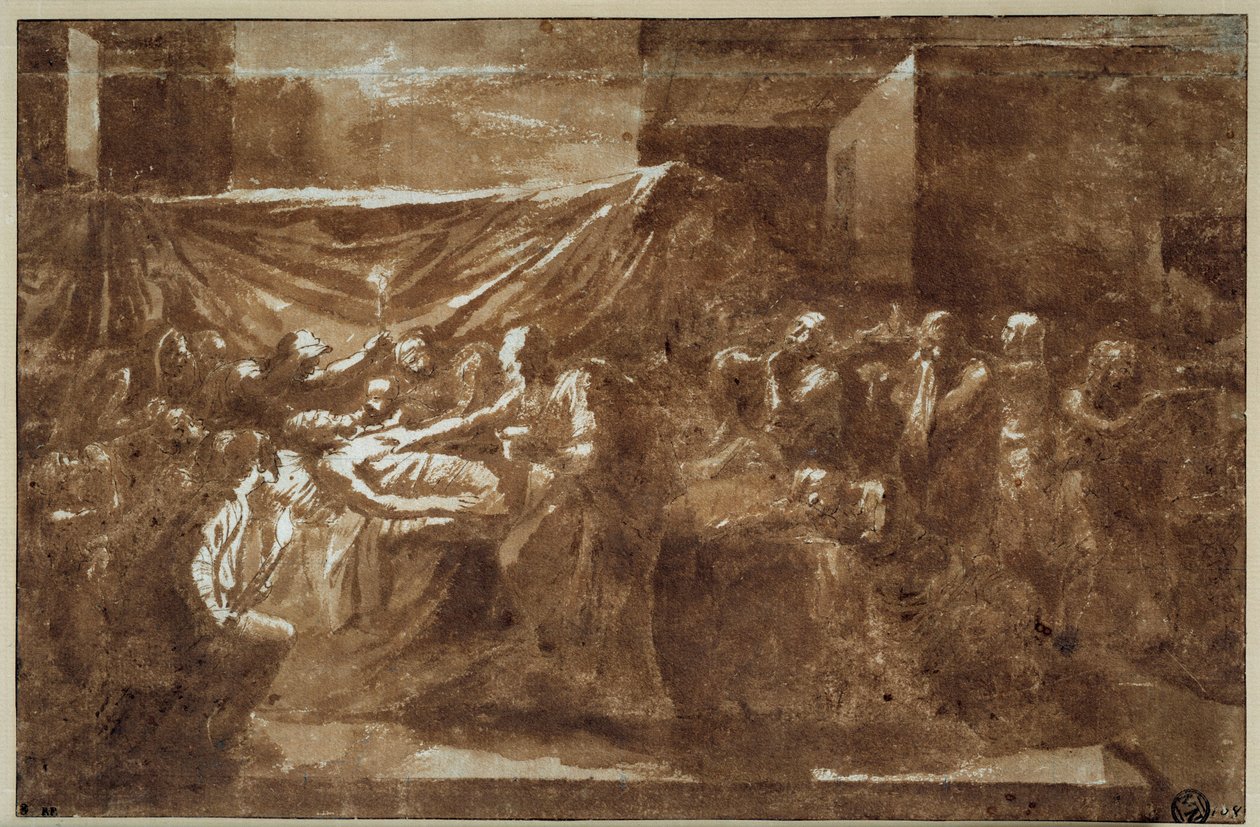 Extrémní pomazání. Kresba Nicolase Poussina od Nicolas Poussin