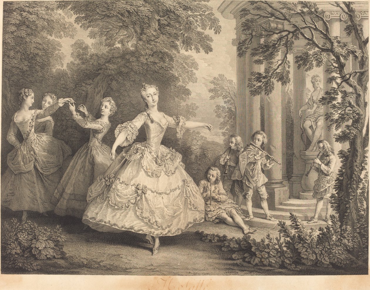 slečno Hallová od Nicolas de Larmessin IV after Nicolas Lancret