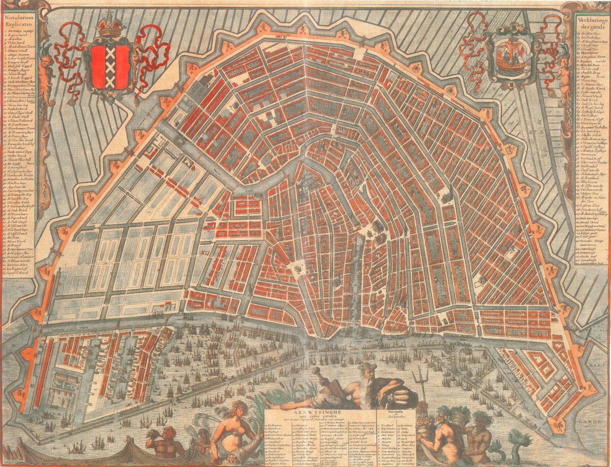 Mapa Amsterdamu v roce 1692 od Nicolaes Visscher