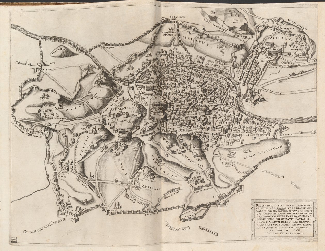 Topografická mapa starověkého Říma od Nicolaus Beatrizet