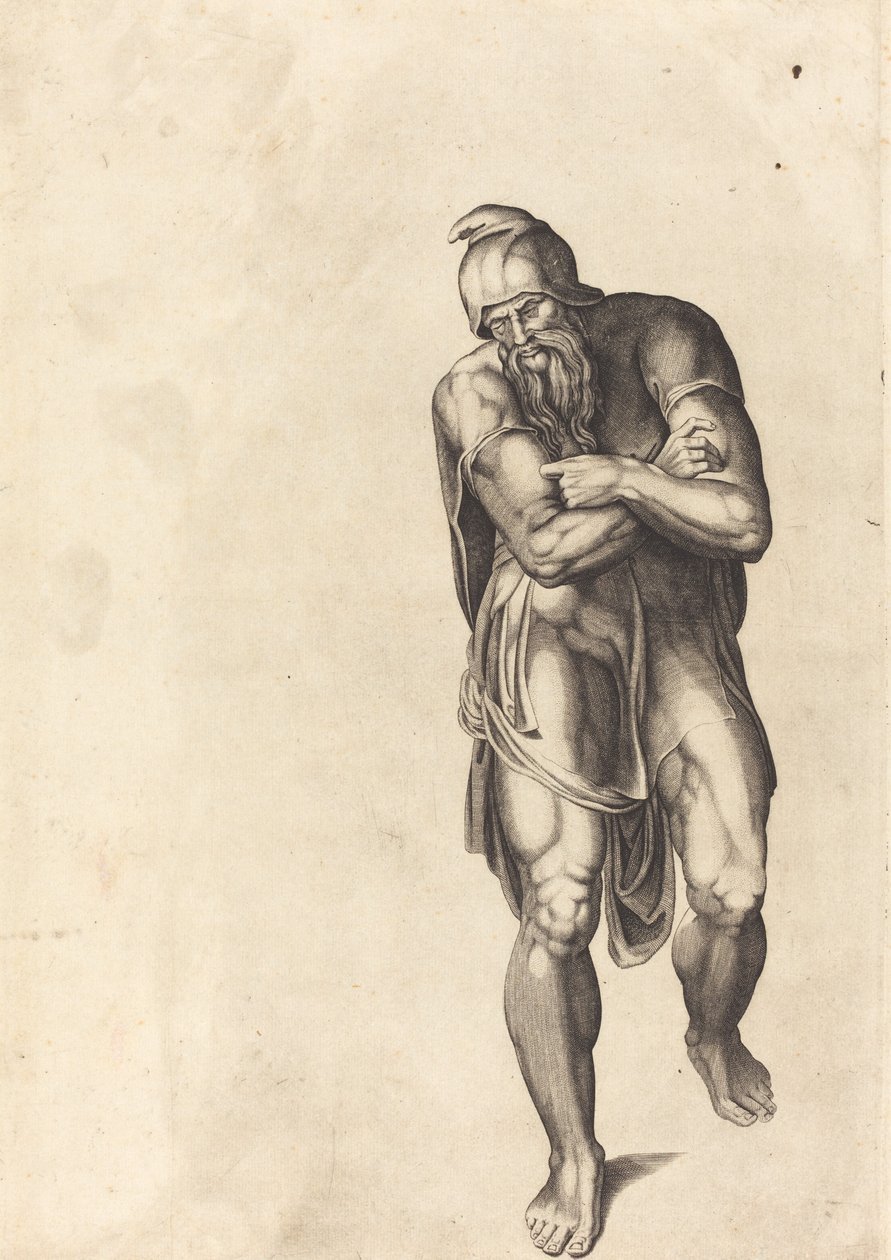 Kráčející muž od Nicolaus Beatrizet after Michelangelo