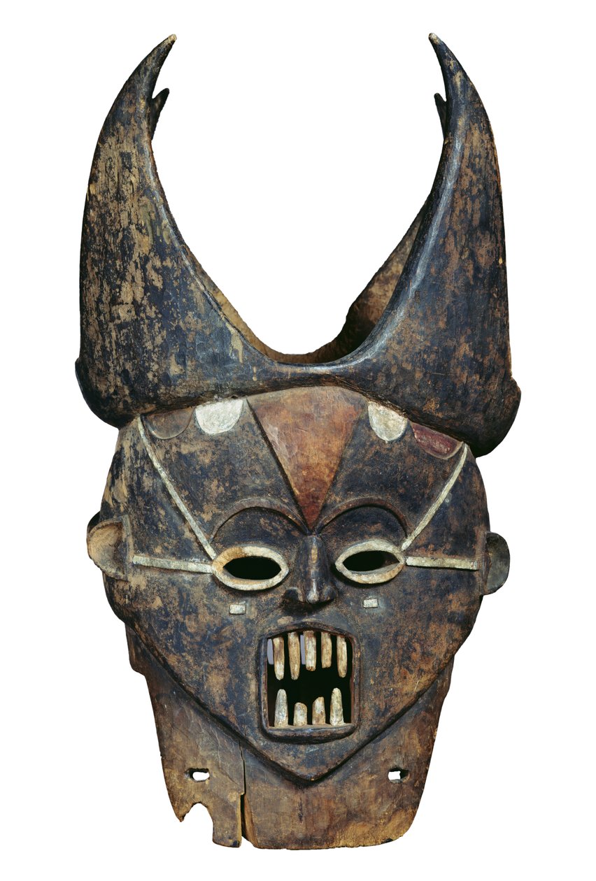 Maska Januse, Ibo nebo Igala (dřevo a barva) od Nigerian
