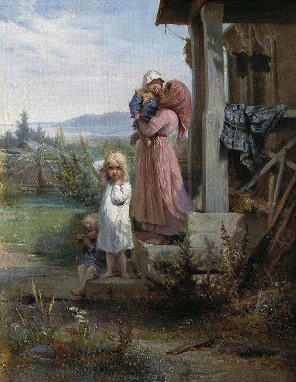 Ráno na vesnici, 80. léta 19. století od Nikolai Andreyevich Koshelev