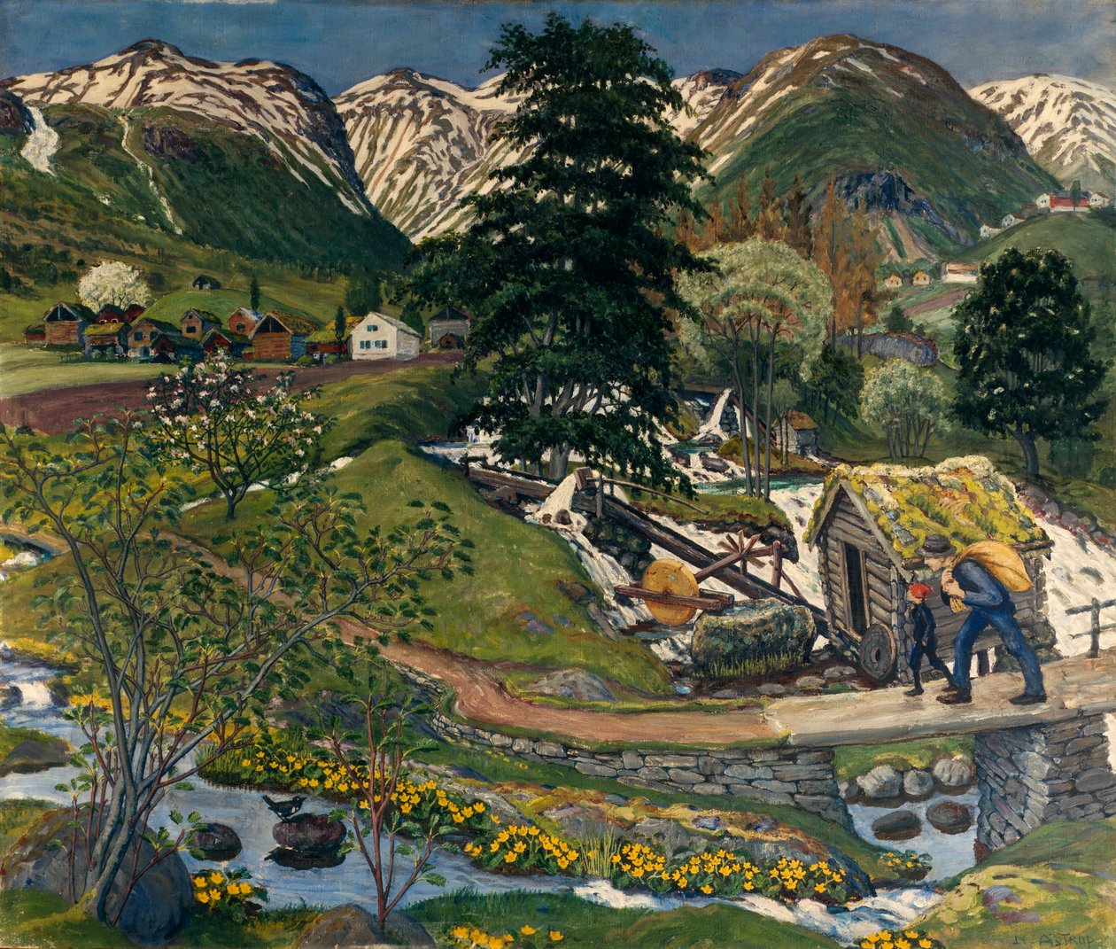 Dvůr Kvennagong a Jolster od Nikolai Astrup