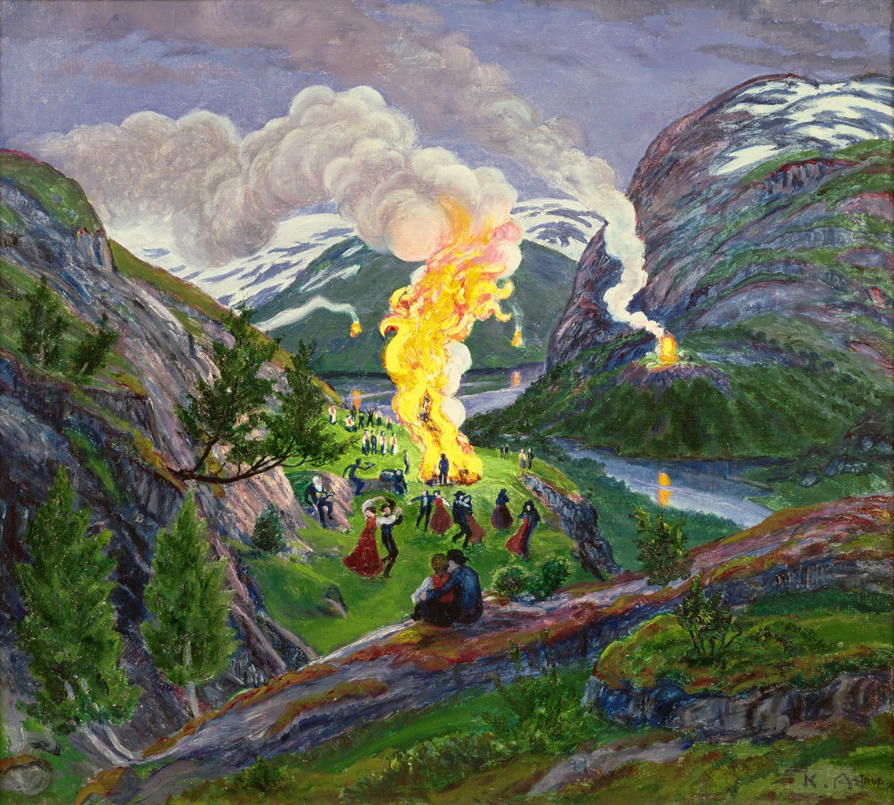Svatojánský oheň (olej na plátně) od Nikolai Astrup