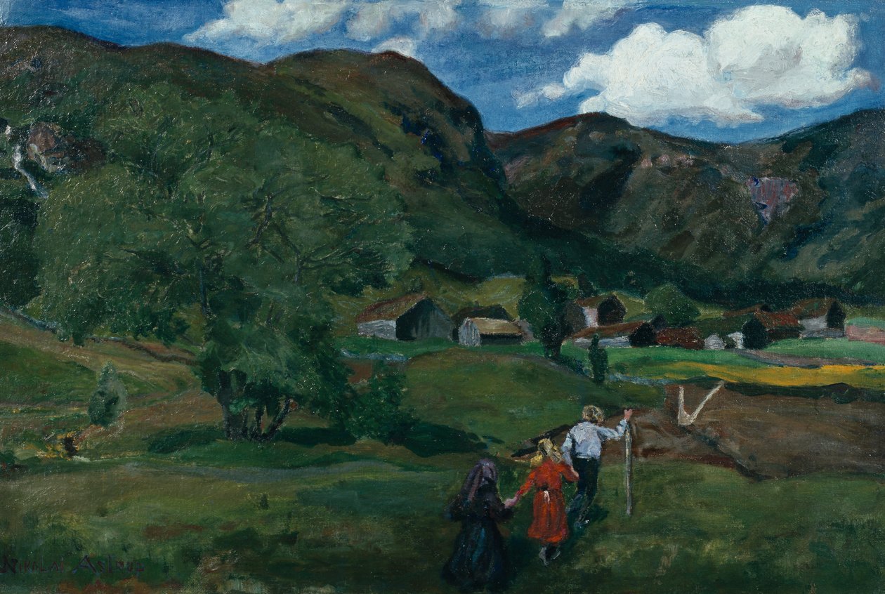 Hrající si děti od Nikolai Astrup