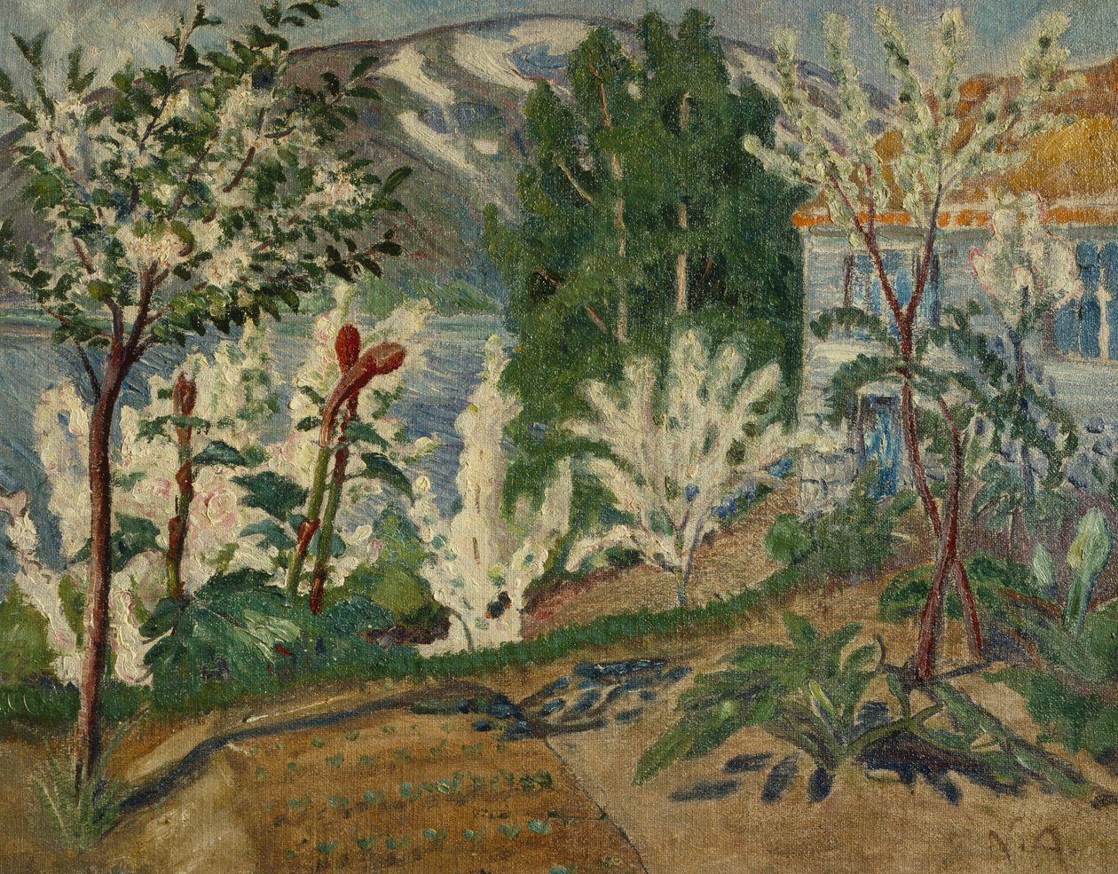 Bílé květy od Jølstervanneta (olej na plátně) od Nikolai Astrup