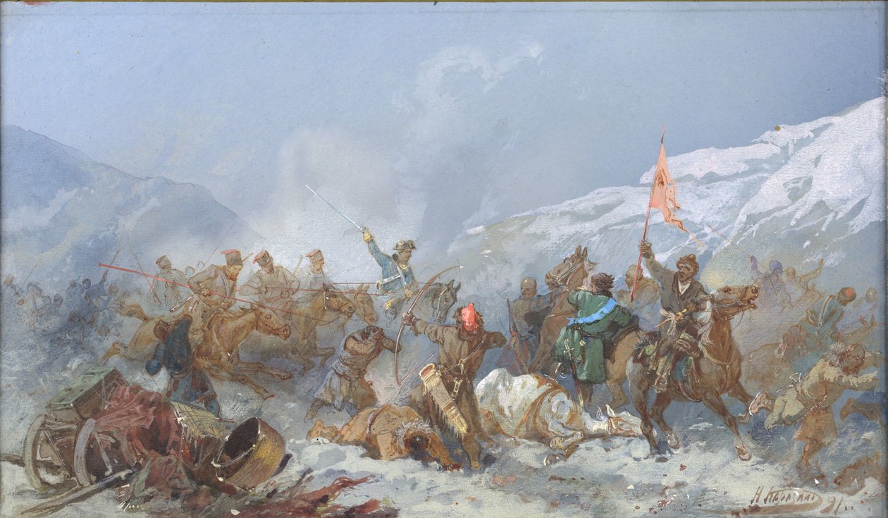 Boj s Pugačevovými vojsky, 1891. od Nikolai Nikolayevich Karasin