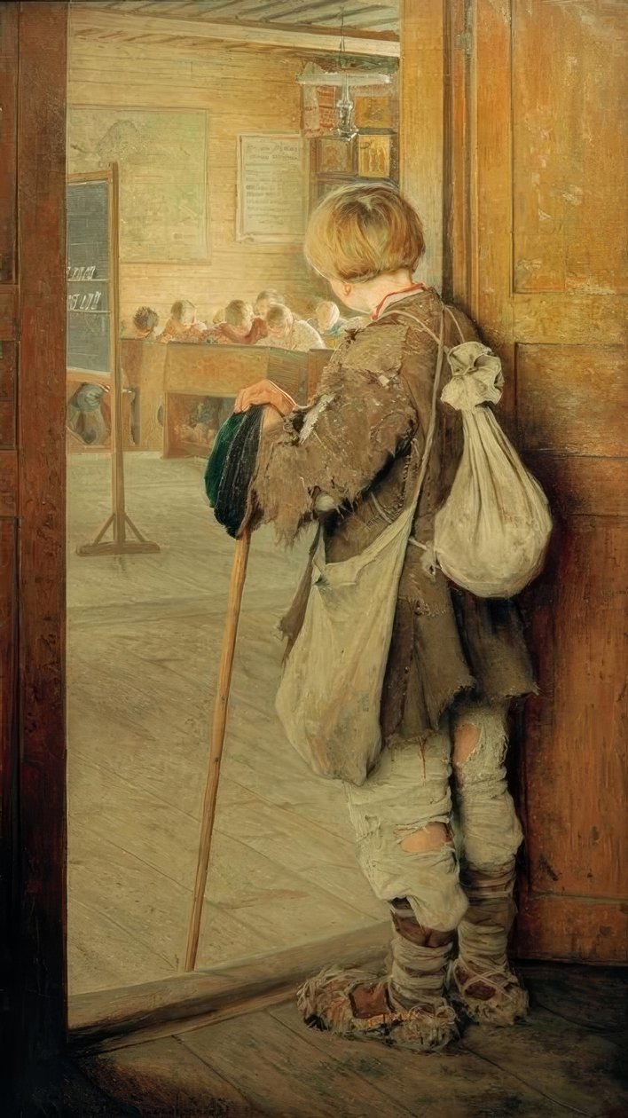 U dveří školy od Nikolai P. Bogdanow Bjelski