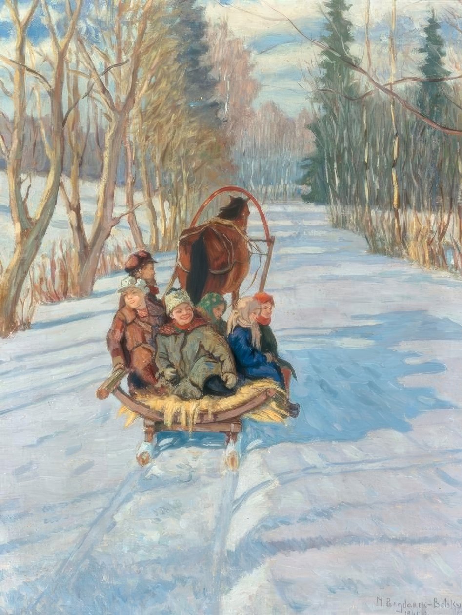 Děti na saních od Nikolai P. Bogdanow Bjelski