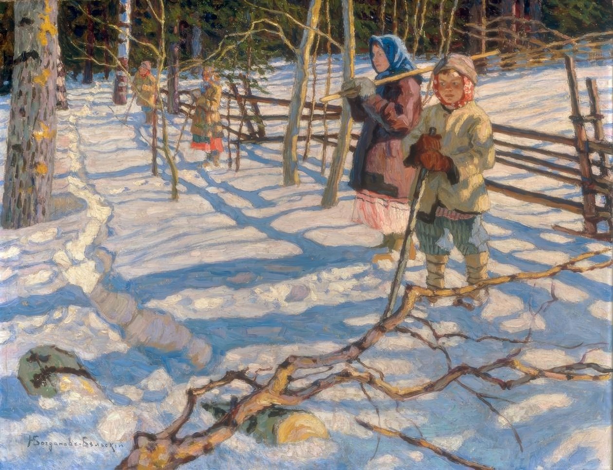 Děti ve sněhu od Nikolai P. Bogdanow Bjelski