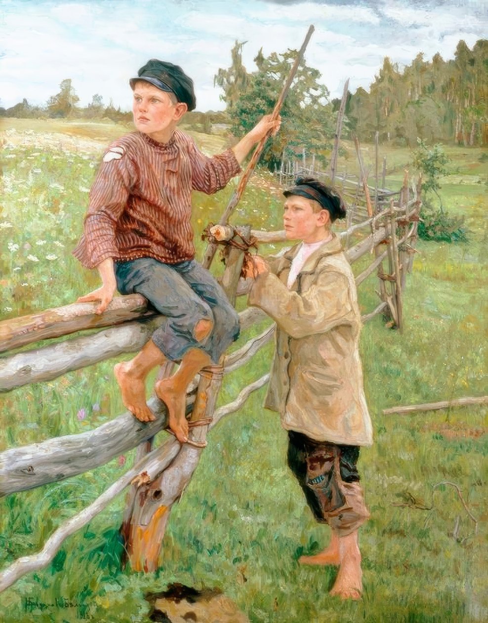 Chlapci v krajině od Nikolai P. Bogdanow Bjelski