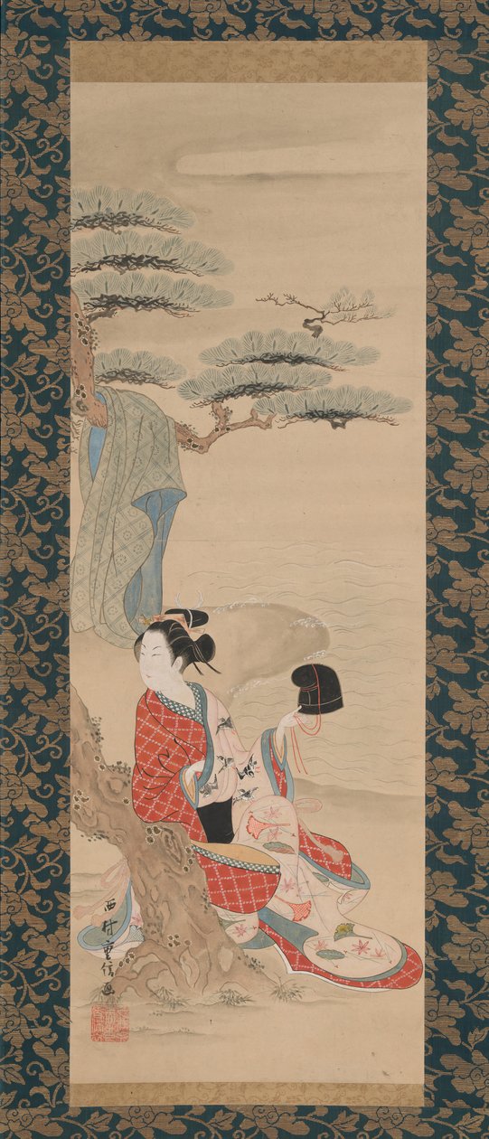 Brine Maiden Matsukaze, počátek 18. století. od Nishimura Shigenobu