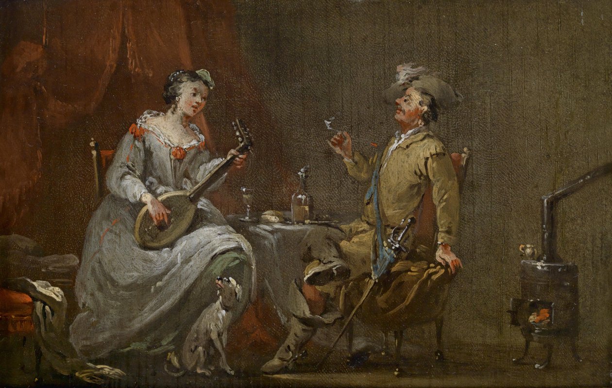 Kavalír a dáma hrající na loutnu od Norbert Joseph Carl Grund