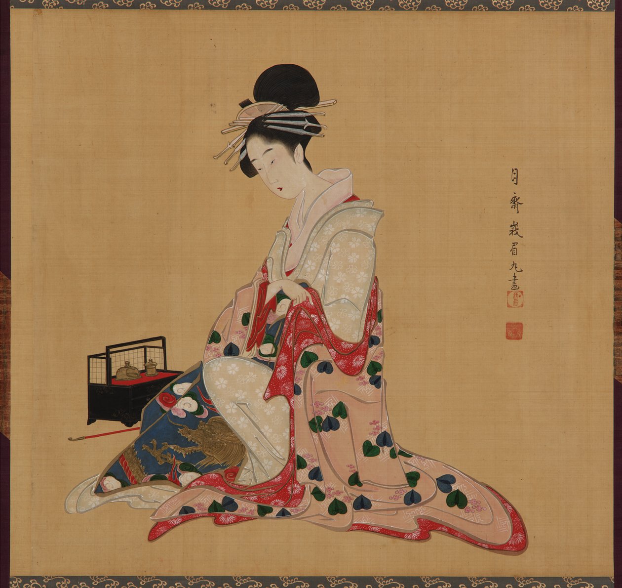 Oiran, období Edo, počátek poloviny 19. století. od Numata Gessai