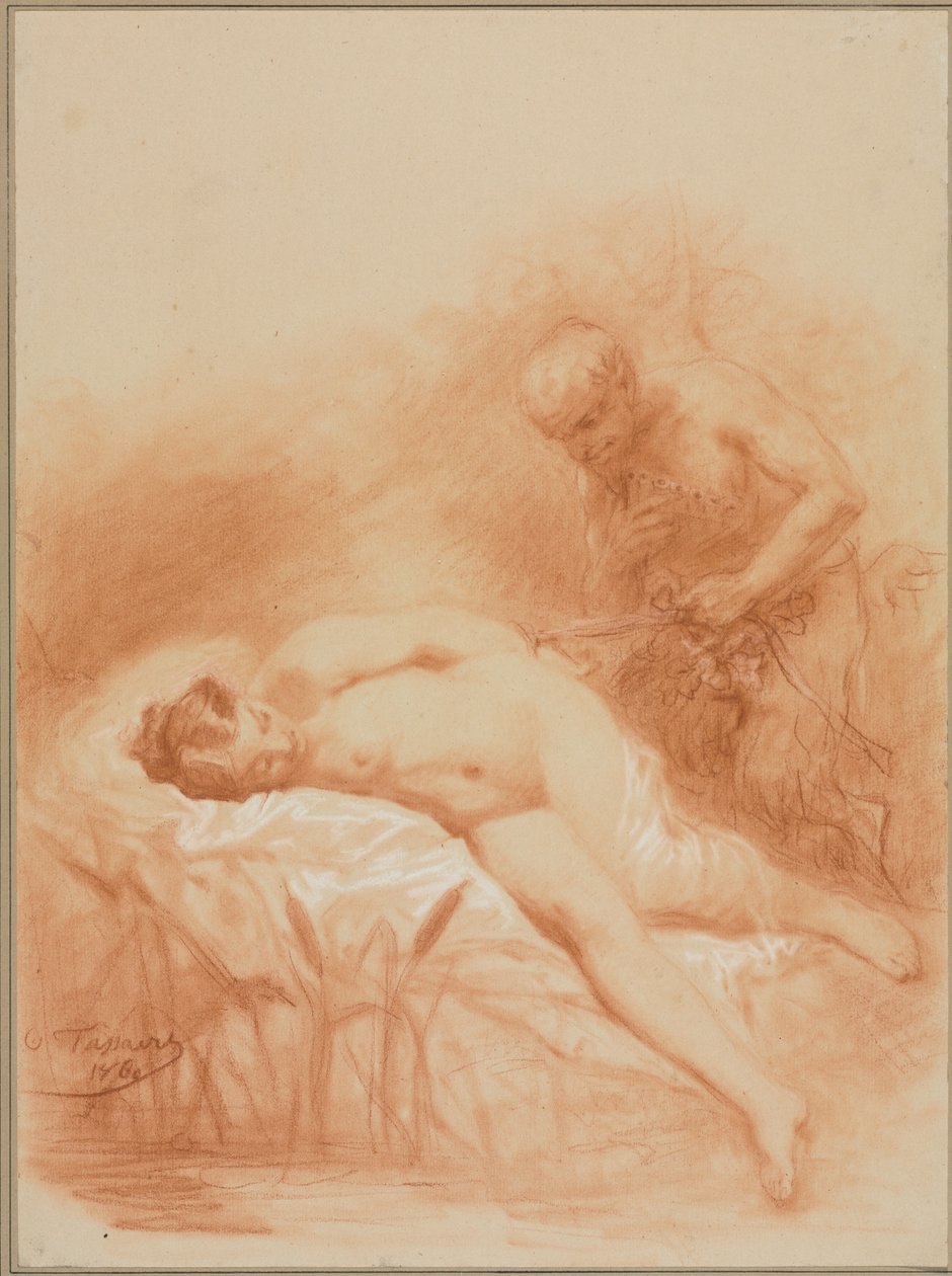 Nymphe et Faune, 19. století. od Octave Tassaert