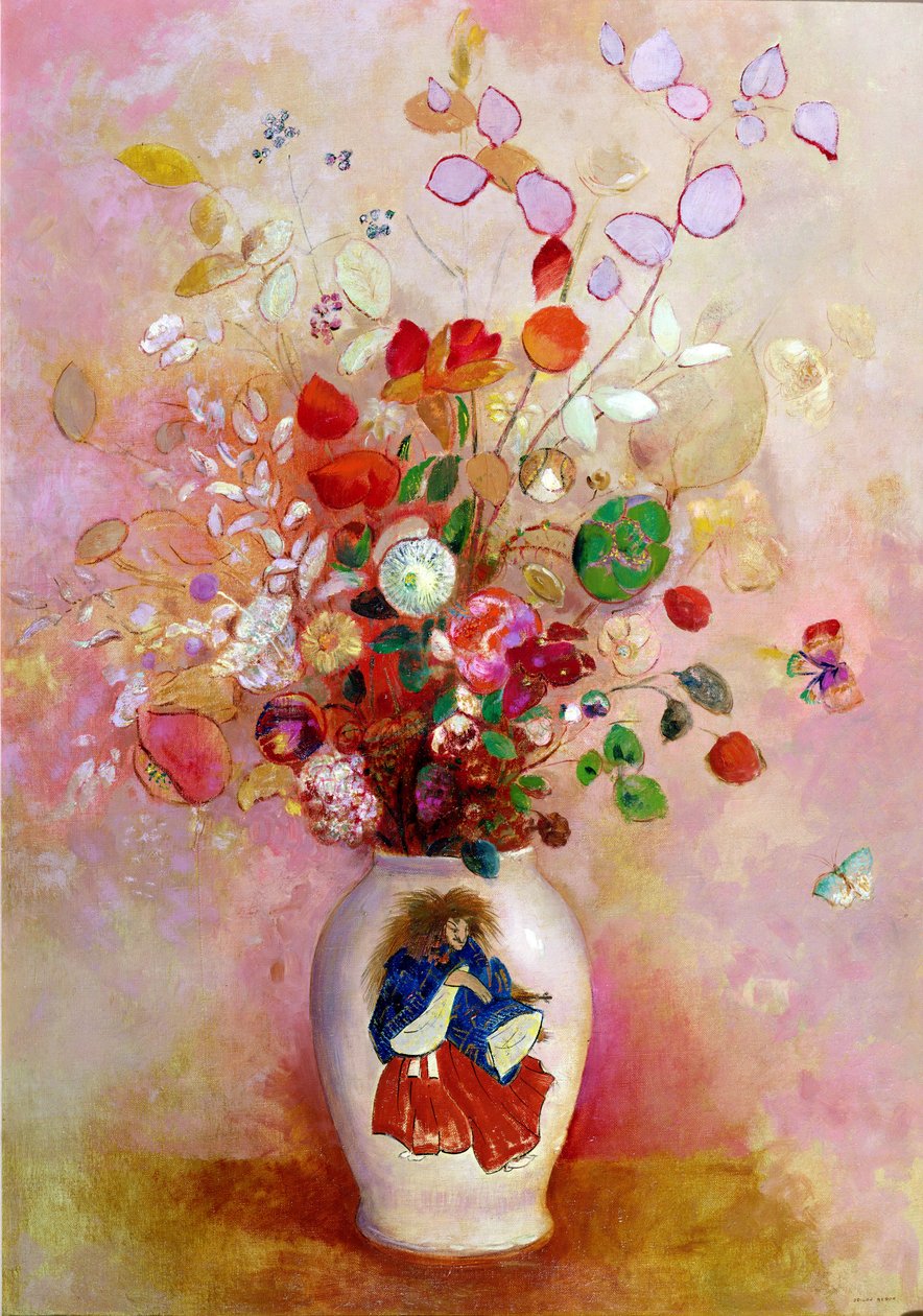 Kytice květin v japonské váze, c.1905-08 od Odilon Redon