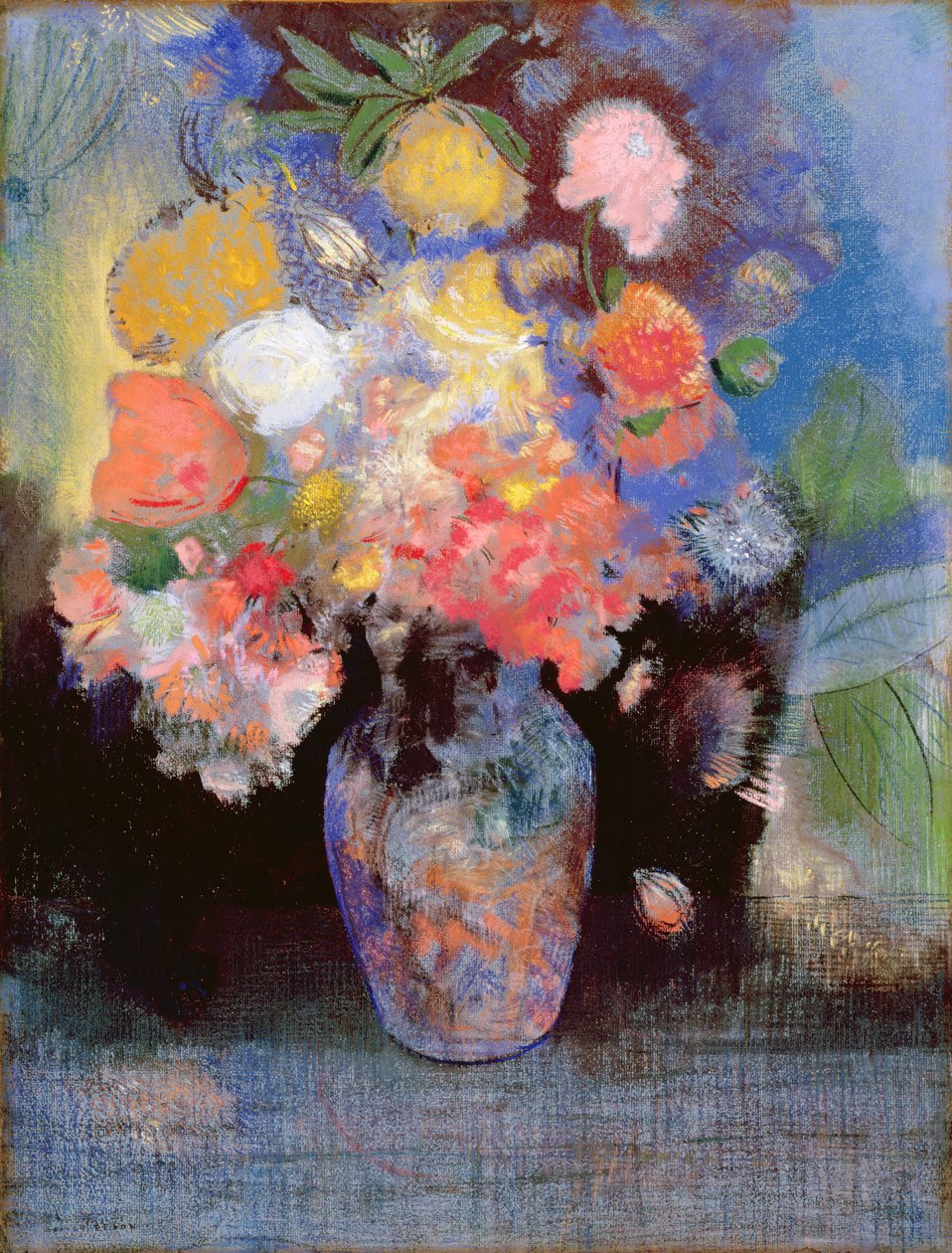 Květiny, 1900 (pastel na papíře) od Odilon Redon