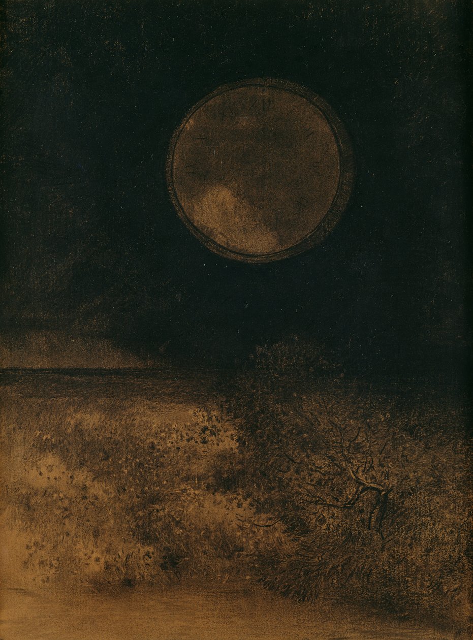 La Sphere (Globe), 1890-5 (mytí kohl a sépie na papíře) od Odilon Redon