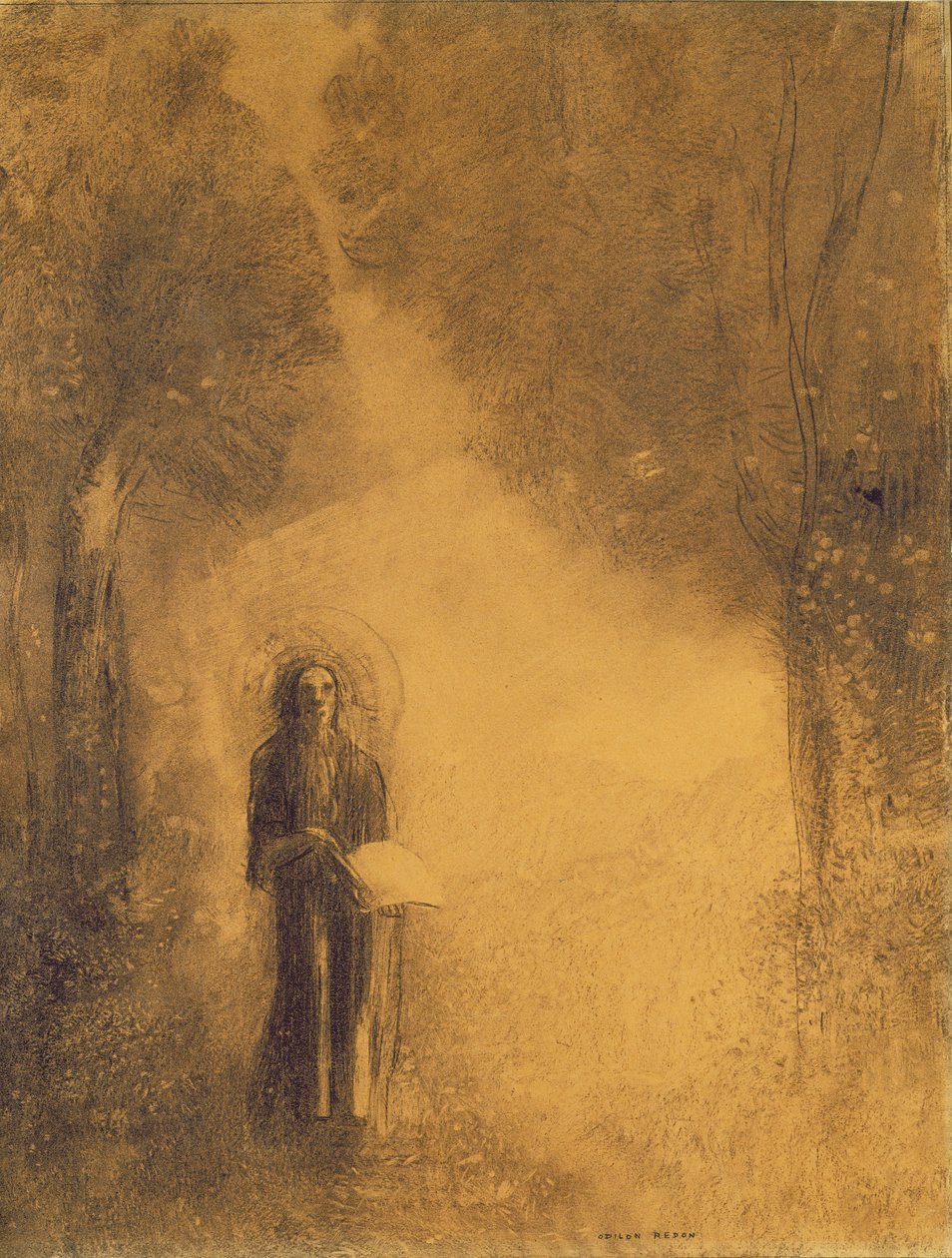 The Walker, Study for ‚The Walking Buddha‘), 1890-95 (uhlí na papíře) od Odilon Redon