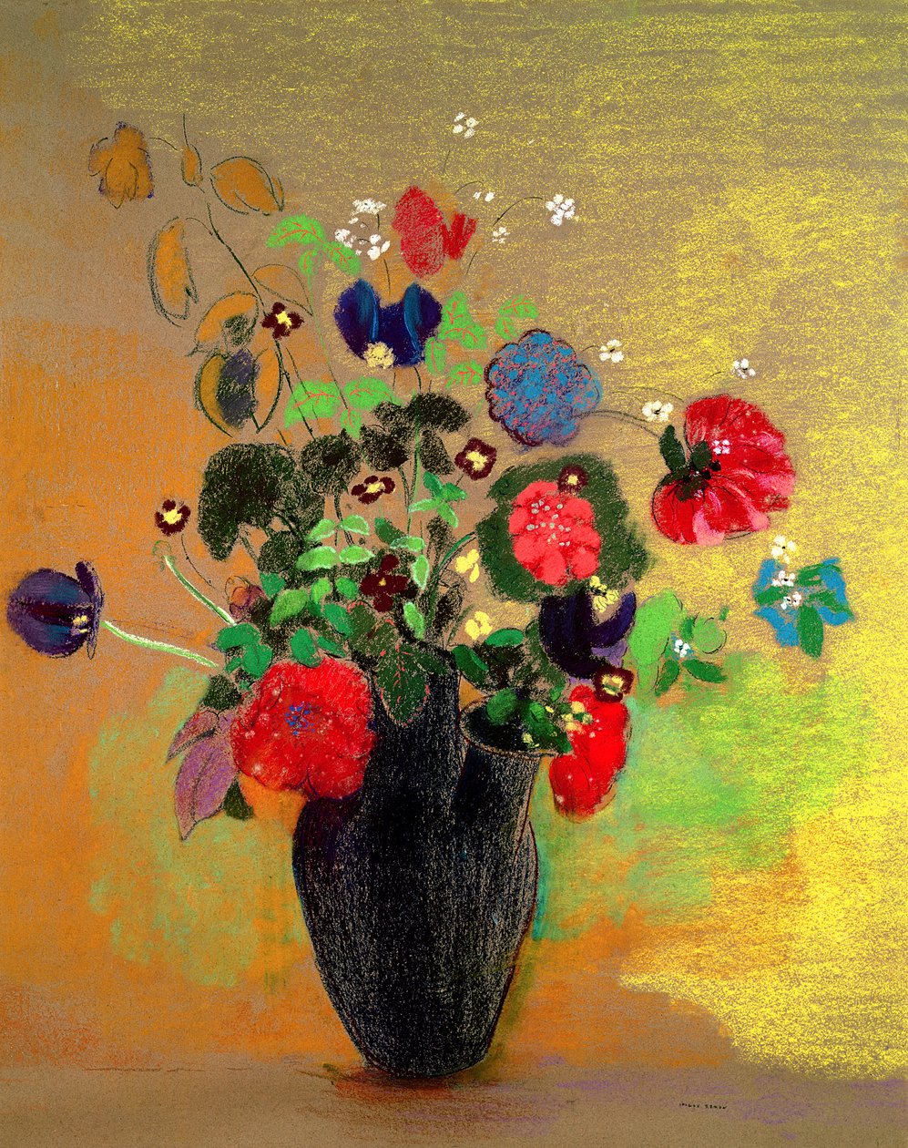 Váza s květinami (pastel na papíře) od Odilon Redon