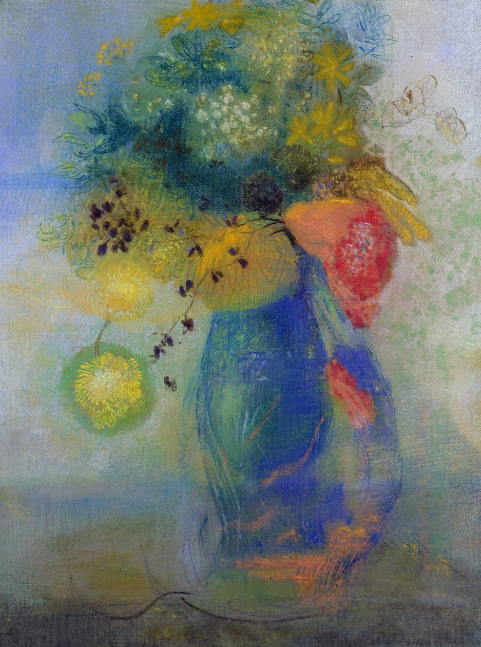 Váza s květinami (pastelová) od Odilon Redon