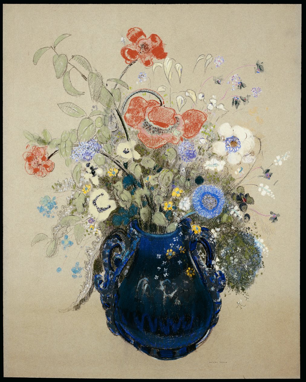 Váza s modrými květinami, kolem 1905-08 od Odilon Redon