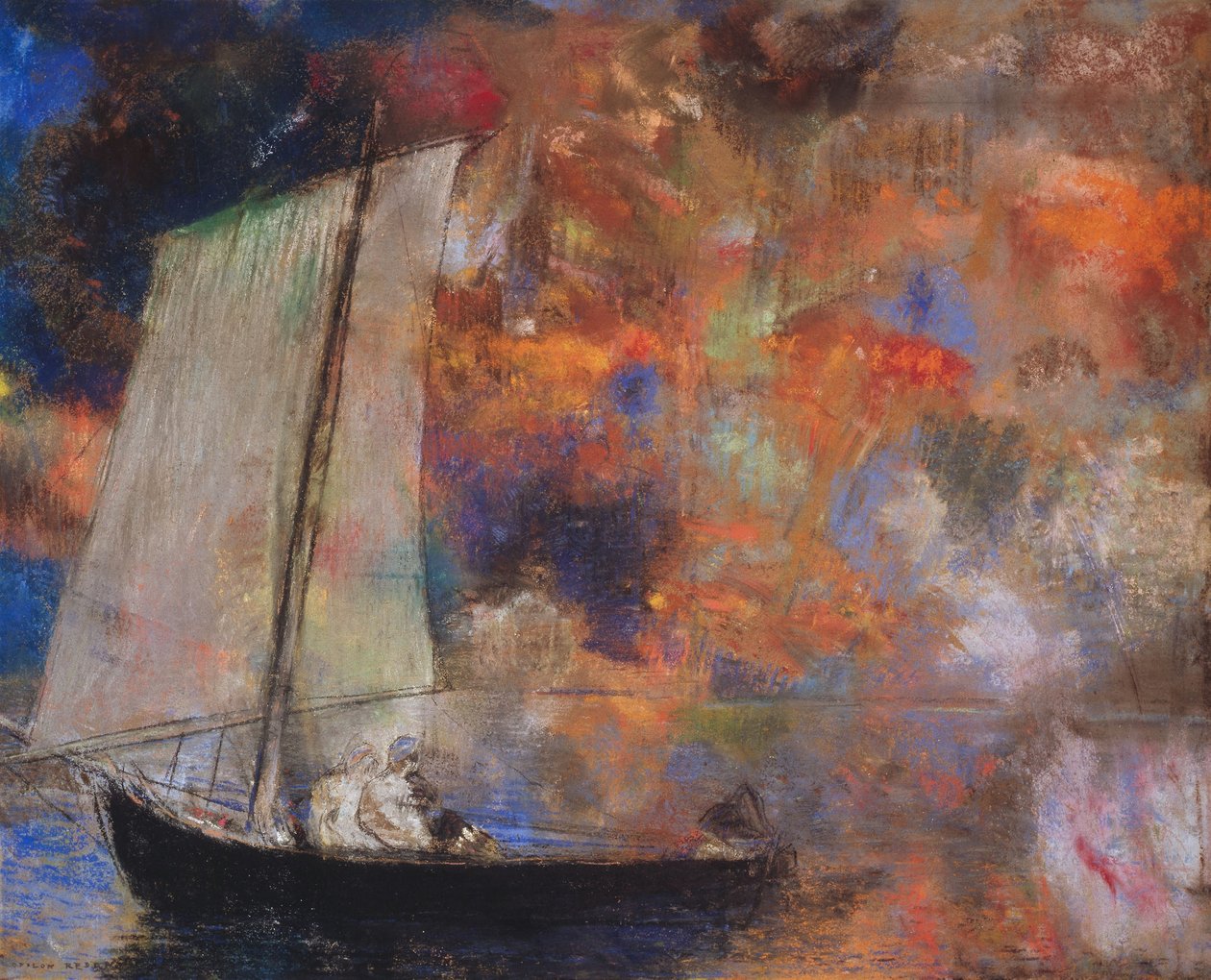 Květinové mraky, kolem roku 1903 (pastel na papíře) od Odilon Redon