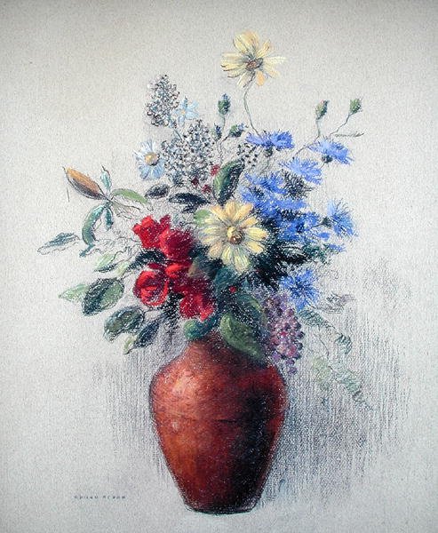 Květiny (pastel na papíře) od Odilon Redon