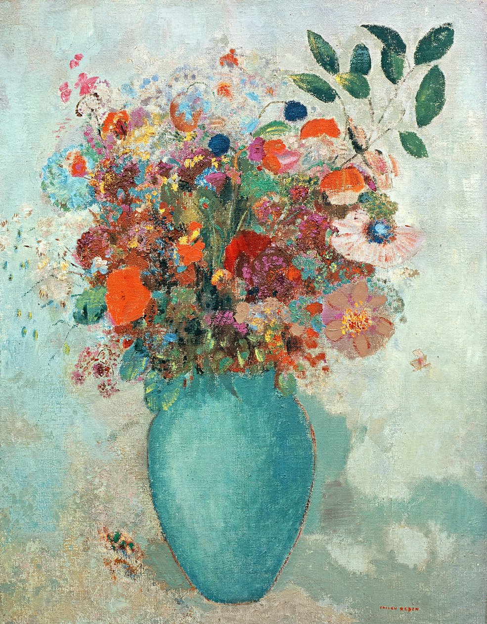 Květiny v tyrkysové váze, kolem roku 1912 od Odilon Redon